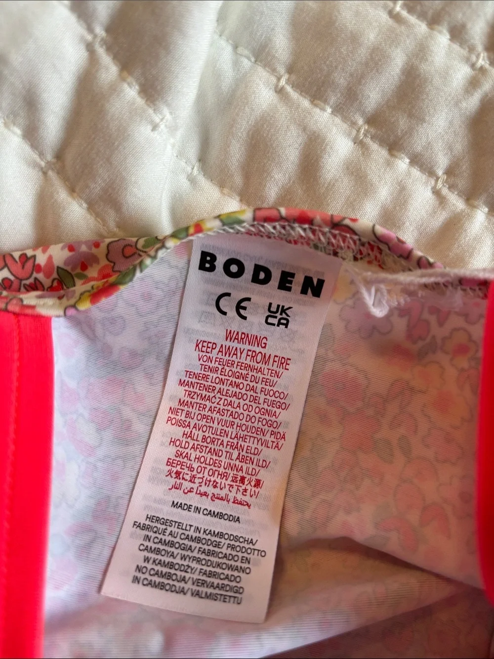 Boden Floral One-Piece Swimsuit in Pink, Yellow and Green UPF 50+ NWT